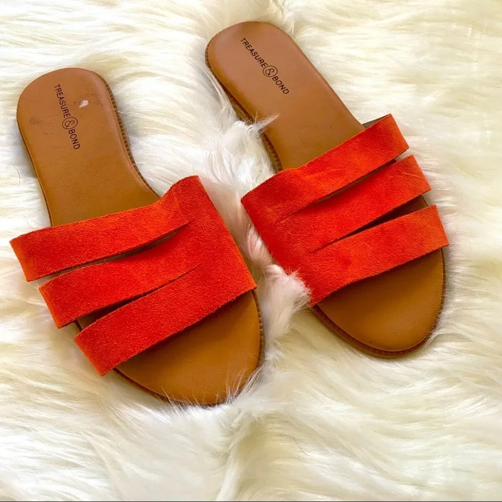 New Treasure & Bond Suede slide sandals Size 5 Medium Width Upper Leather